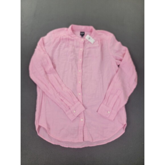 Gap Shirt Womens Small Tall Pink Long Sleeve Gauze Button Front Cotton Blouse - Picture 1 of 12